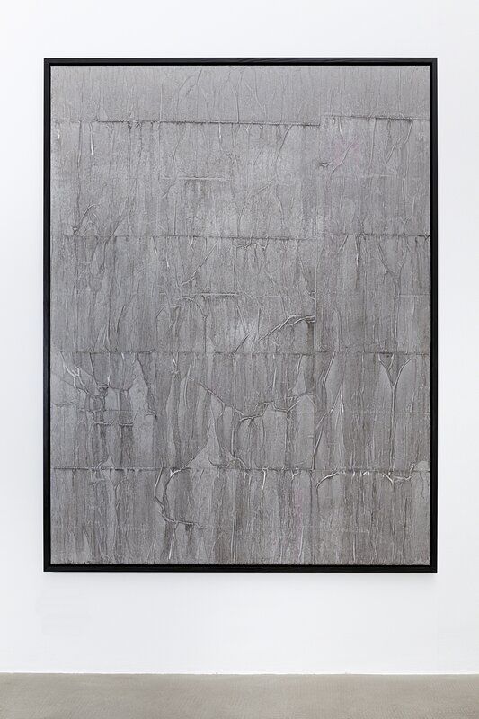 Latifa Echakhch, ‘There's Tears / There can be no reconciliation until there is truth’, 2015, Painting, Ink, blank newspaper on canvas, wooden frame, kaufmann repetto
