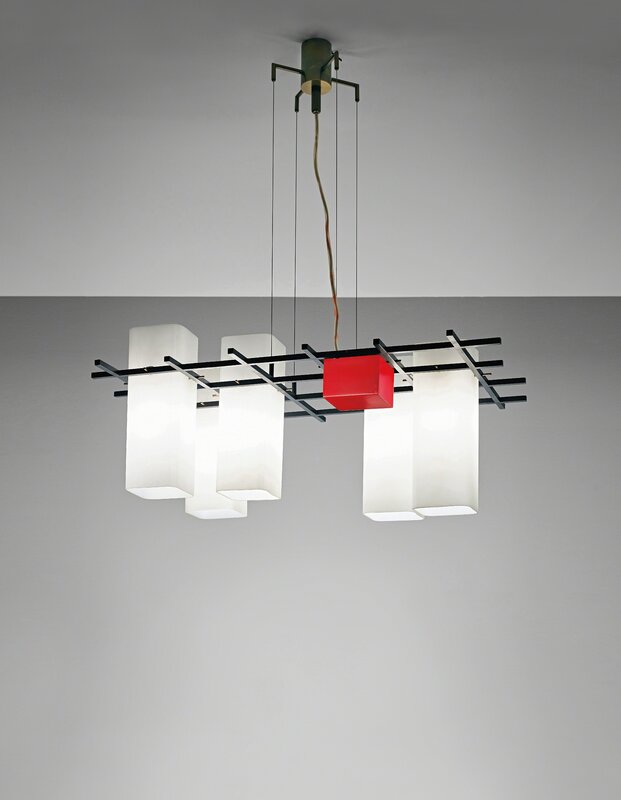 Angelo Lelii, ‘Ceiling light’, 1950s, Design/Decorative Art, Painted metal, bronze, frosted glass, Phillips