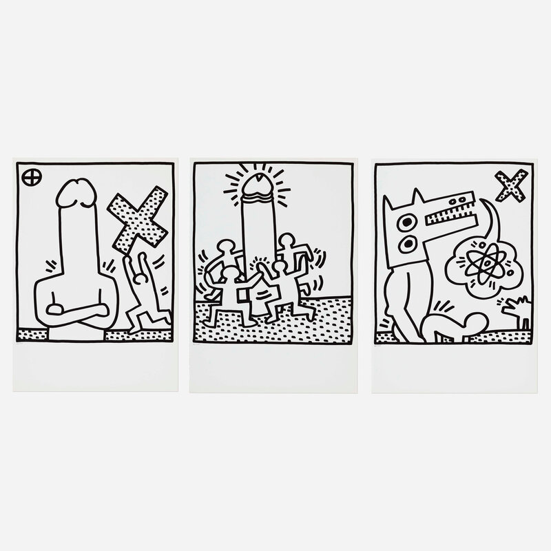 Keith Haring, ‘Three works from the Lucio Amelio Suite’, 1983, Print, Offset lithograph, Rago/Wright/LAMA/Toomey & Co.