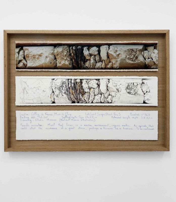 Joana Hadjithomas and Khalil Joreige, ‘Trilogies: Collège de France 11  (5.8 to 6.4m) Paris France / Unconformities’, 2018, Drawing, Collage or other Work on Paper, Work on paper: photo, printed drawing and handwriting in blue pencil, In Situ - Fabienne Leclerc