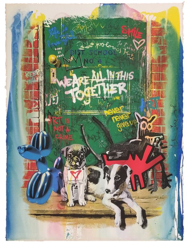 Mr. Brainwash, ‘Artist's Best Friend’, 2021, Drawing, Collage or other Work on Paper, Mixed Media with silkscreen and watercolor on Paper, Artsy x Capsule Auctions
