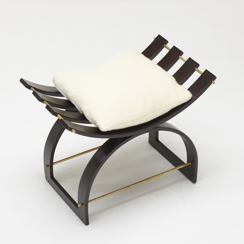 Harvey Probber, ‘Knights benches model 1173, pair’, c. 1955, Design/Decorative Art, Stained mahogany, brass, upholstery, Rago/Wright/LAMA/Toomey & Co.