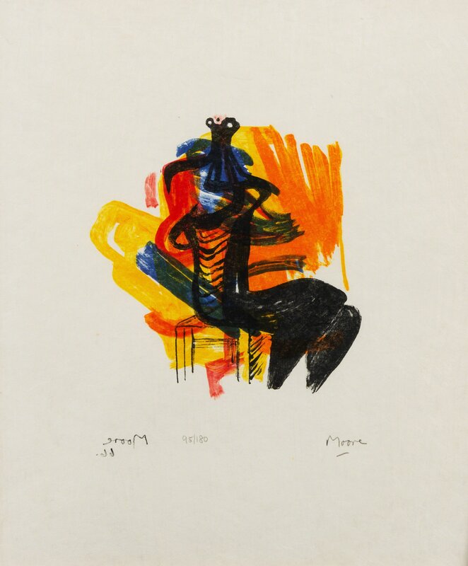 Henry Moore, ‘Black Seated Figure on Orange Ground’, 1966, Print, Lithograph on Japon Paper, Freeman's | Hindman