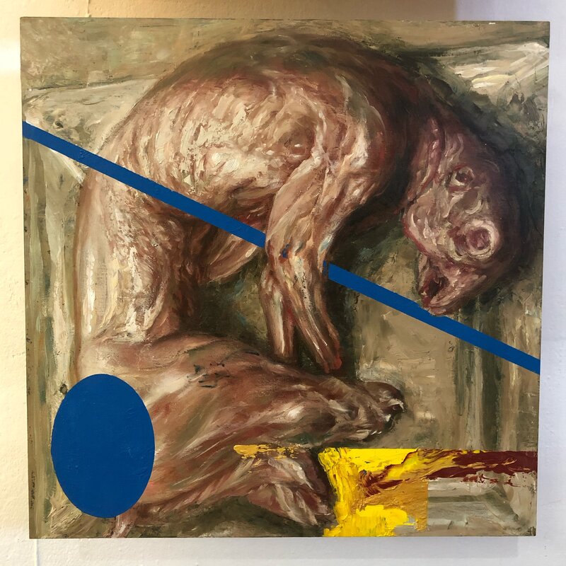 Edgar Cano, ‘Conejo desollado’, 2021, Painting, Oil and spray paint on panel, Ro2 Art