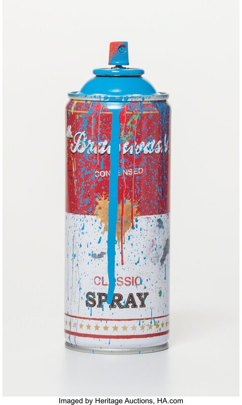 Mr. Brainwash, ‘Spray Can (Blue)’, 2013, Print, Screenprint with handcoloring on aluminium spray can, Heritage Auctions