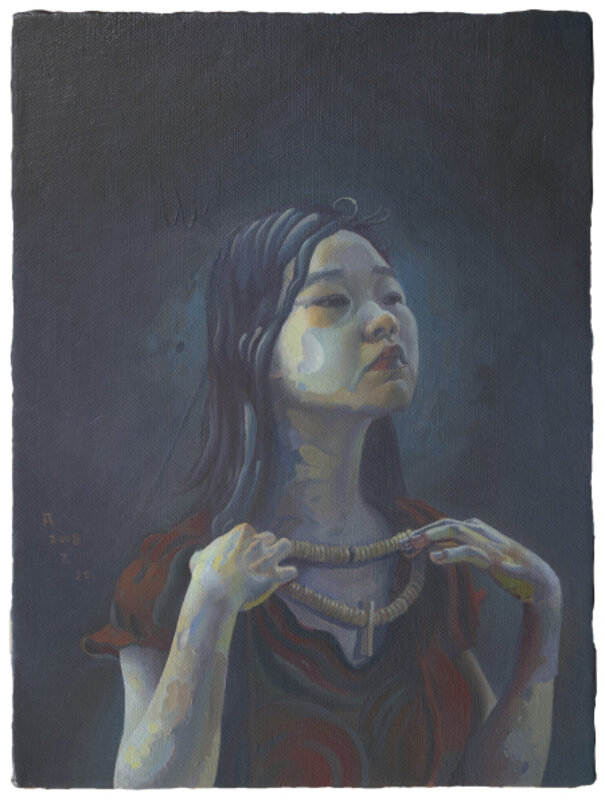 Wang 王 Yifan 一凡, ‘Wu Xiaoke and Bone Rosaries 吴小可与骨串念珠’, 2018, Painting, Oil on canvas, Star Gallery