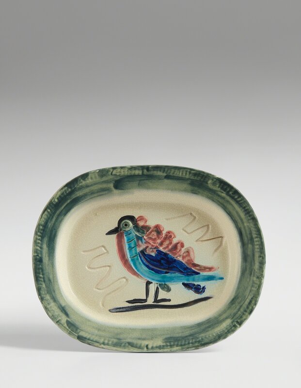 Pablo Picasso, ‘Oiseau polychrome (Polychrome Bird)’, 1947, Design/Decorative Art, White earthenware rectangular dish, painted in colours with boring-rod engraving and coloured glazes., Phillips