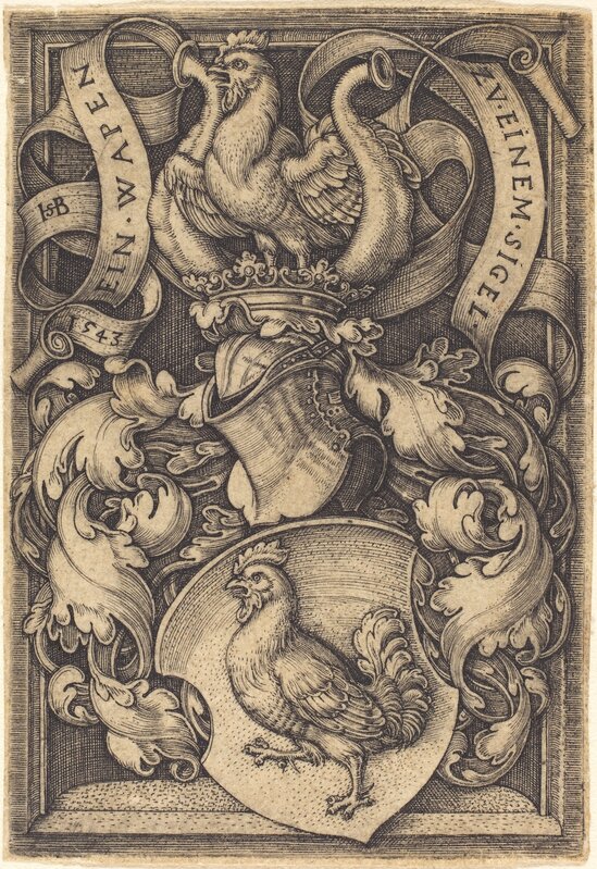 Sebald Beham, ‘Coat of Arms with a Cock’, 1543, Print, Engraving, National Gallery of Art, Washington, D.C.