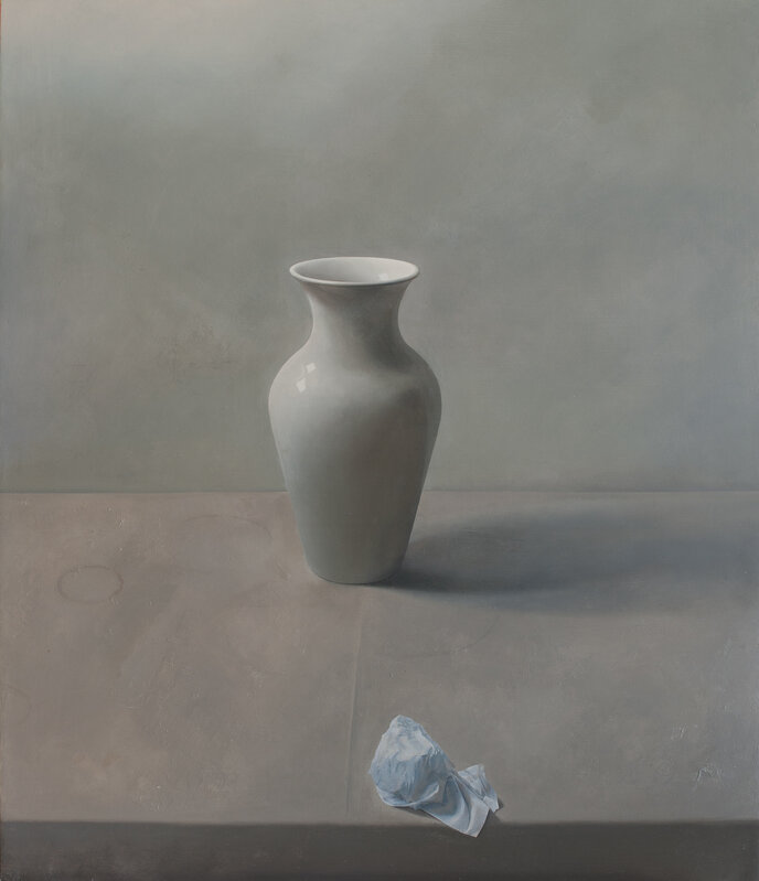 Vivian van der Merwe, ‘[P157]12/19 Still-life with Berliner Vase & Paper’, Painting, Oil on half-chalk emulsion ground, EBONY/CURATED