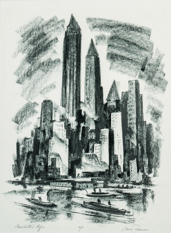 Mark Freeman, ‘Manhattan Cliffs’, 1952, Print, Lithograph on paper, Skinner