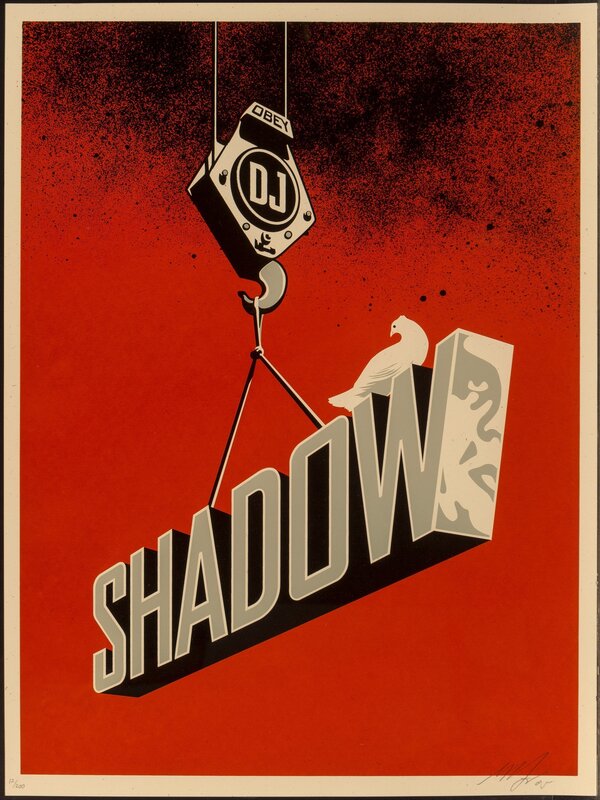 Shepard Fairey, ‘DJ Shadow’, 2005, Print, Screenprint in colors on speckled cream paper, Heritage Auctions