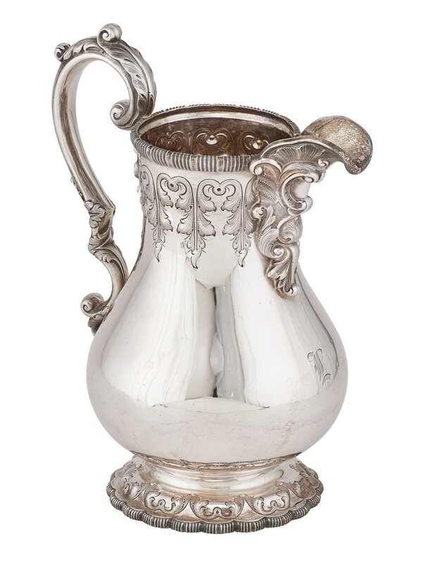 Tiffany & Company, ‘Tiffany & Co. Sterling Silver Water Pitcher’, 1860-1865, Design/Decorative Art, Repousse decorated with scroll and foliate motif, monogrammed L, USA, Rago/Wright/LAMA/Toomey & Co.