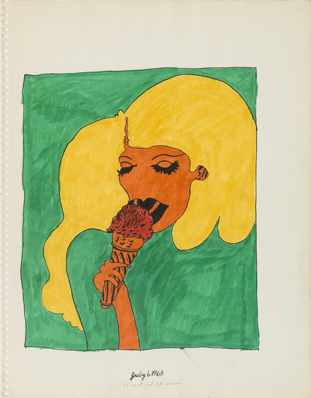 Karl Wirsum, ‘Untitled (Study for Baseball Girl Painting)’, 1963, Drawing, Collage or other Work on Paper, Ink on paper, Derek Eller Gallery
