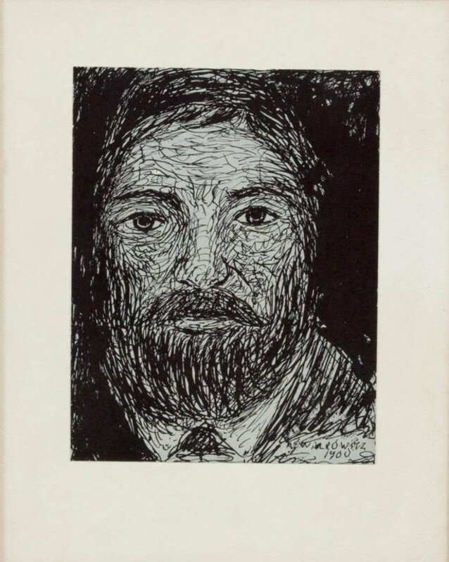 Abraham Walkowitz, ‘Modernist Drawing, Portrait of a Man’, Early 20th Century, Drawing, Collage or other Work on Paper, Ink, Paper, Lions Gallery
