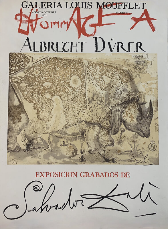 Salvador Dalí, ‘Le rhinocéros. Tribute to Durer’, 1971, Posters, Offset lithographic poster, OBA/ART