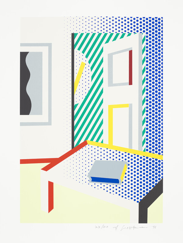 Roy Lichtenstein, ‘Virtual Interior with Book, from the American Academy of Arts and Letters: Centennial Portfolio’, 1996, Print, Screenprint in colours, on wove paper, with full margins., Phillips
