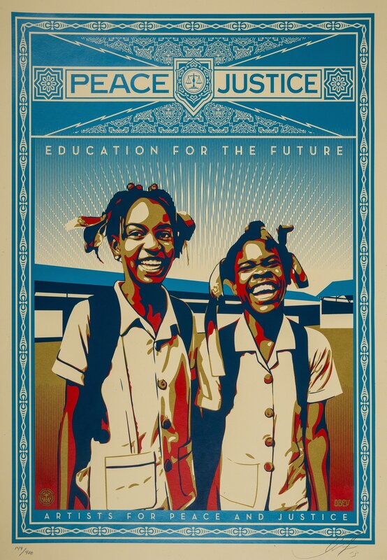 Shepard Fairey, ‘Peace and Justice - Haiti’, 2013, Print, Screenprint in colours, Forum Auctions