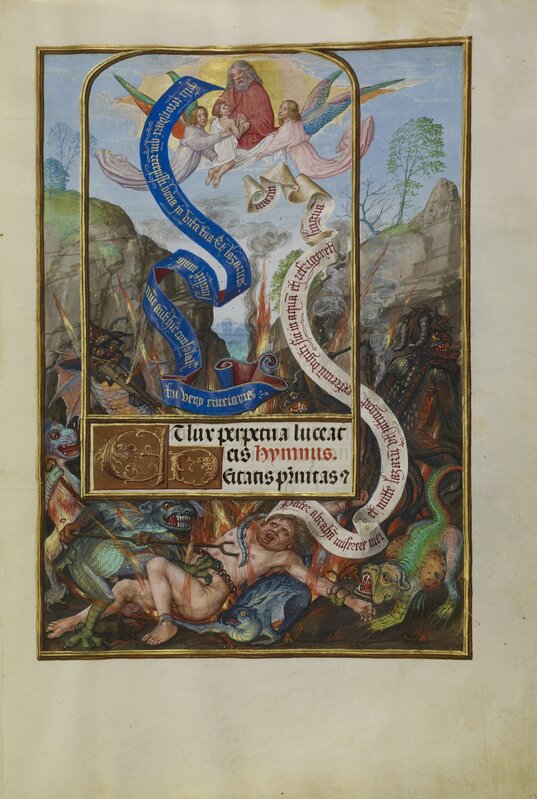 Master of James IV of Scotland, ‘Lazarus's Soul Carried to Abraham’, 1510-1520, Tempera colors, gold, and ink on parchment, J. Paul Getty Museum