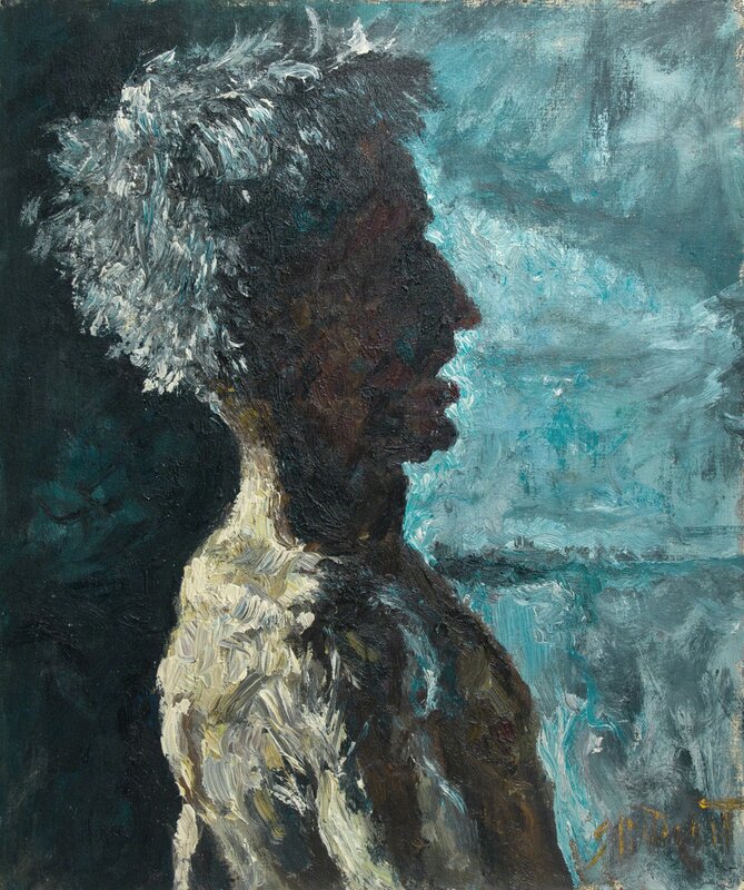 Samuel Rothbort, ‘Profile in Shadow - Self Portrait’, 1950-1960, Painting, Oil on canvas-covered on board, FRED.GIAMPIETRO Gallery