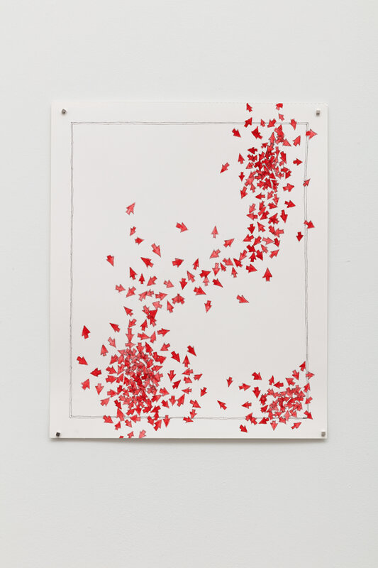 Becca Booker, ‘Red Arrows #1’, ca. 2020, Drawing, Collage or other Work on Paper, Ink, watercolor on bristol, Cris Worley Fine Arts