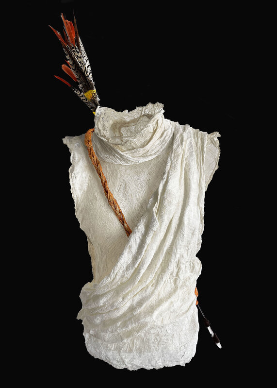 Frances Vye Wilson, ‘ARTEMIS’, 2020, Sculpture, Cambium fiber from Asian mulberry tree, feathers, leather, crystals, Carter Burden Gallery