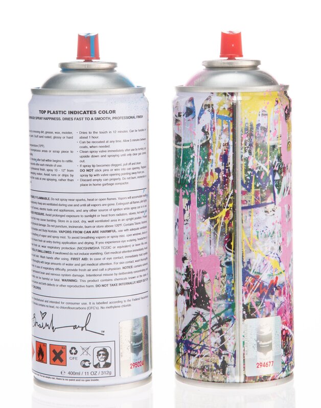 Mr. Brainwash, ‘Gold Rush (Pink) and Love Is The Answer (Cyan), Set of 2 Spray Cans,’, 2020, Other, Screenprint with handcoloring on aluminum spray can, Heritage Auctions