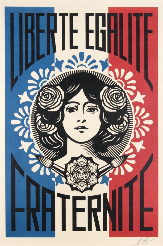 Shepard Fairey, ‘Liberte, Egalite, Fraternite’, 2022, Print, Offset lithograph in colours on cream Speckle Tone paper, Tate Ward Auctions