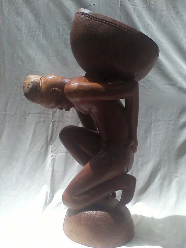 Ibou N'Diaye, ‘Porter’, Sculpture, Wood - Mahogany, Zenith Gallery
