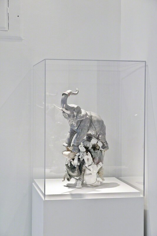 Tony Labat, ‘It Should Always Point to the Door’, Sculpture, Porcelain elephants and wire, P!