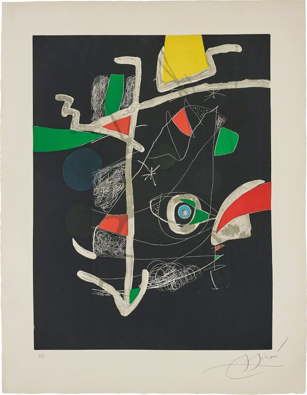 Joan Miró, ‘Untitled, plate VI from Llibre dels sis Sentis (Book of the Six Senses)’, 1981, Print, Etching and aquatint in colours, on Guarro paper watermarked Sala Gaspar, with full margins., Phillips