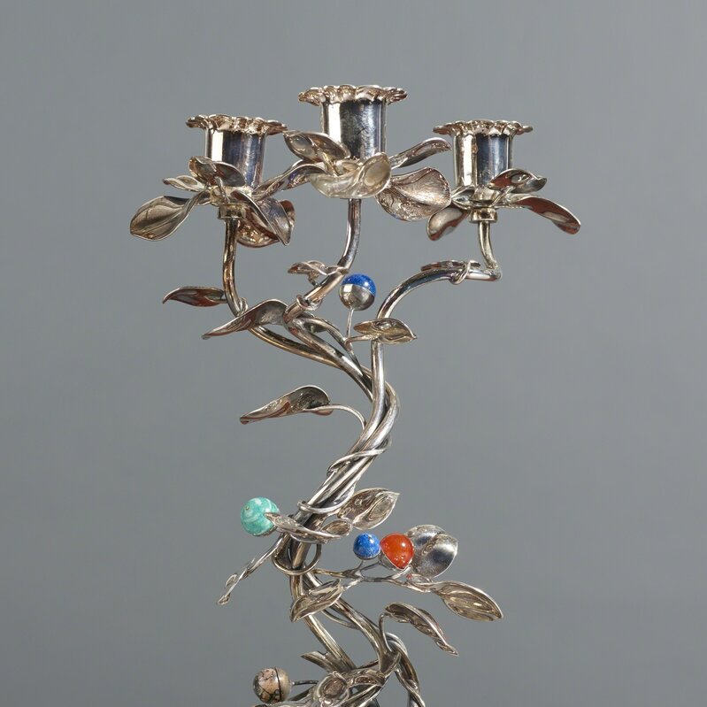 Gabriele De Vecchi, ‘candelabra, pair’, c. 1990, Design/Decorative Art, Sterling silver, glass, quartz, Rago/Wright/LAMA/Toomey & Co.