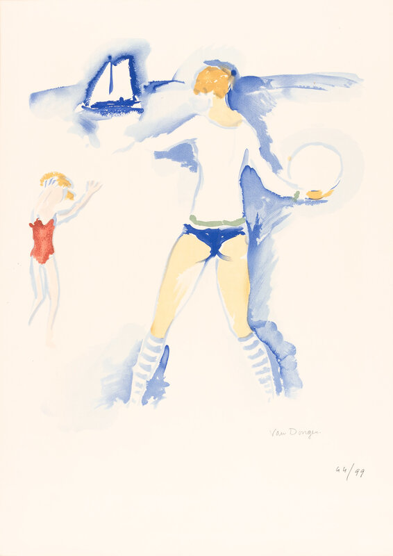 Kees van Dongen, ‘FEMME SUR LA PLAGE, TROUVILLE (J. JL 43)’, 1966, Print, Color lithograph on wove paper, Doyle