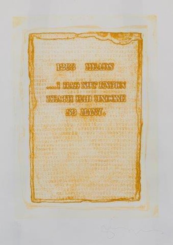 Tom Phillips, ‘1263 Heads, I Had Not Known Death Had Undone So Many’, 1976, Print, Etching in colour on BFK Rives wove, Roseberys