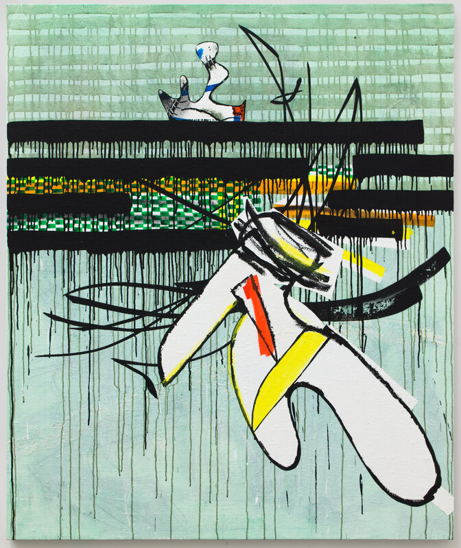 Charline von Heyl, ‘Long Swim Home, Girl’, 2019, Painting, Acrylic and fabric on linen, MCA Chicago Benefit Auction