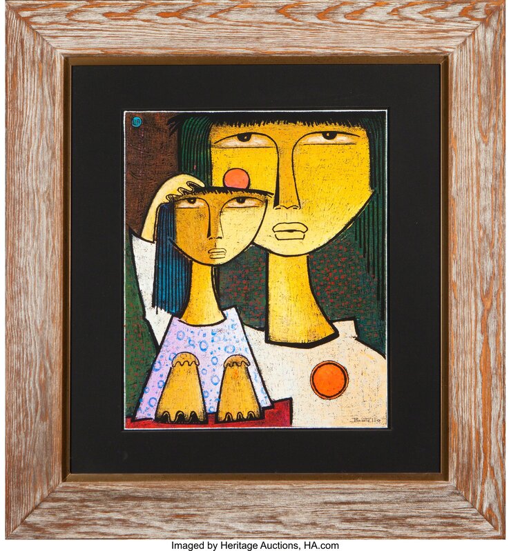 Angel Botello, ‘Mother and Child’, 1985, Print, Linocut with handcoloring on paper, Heritage Auctions