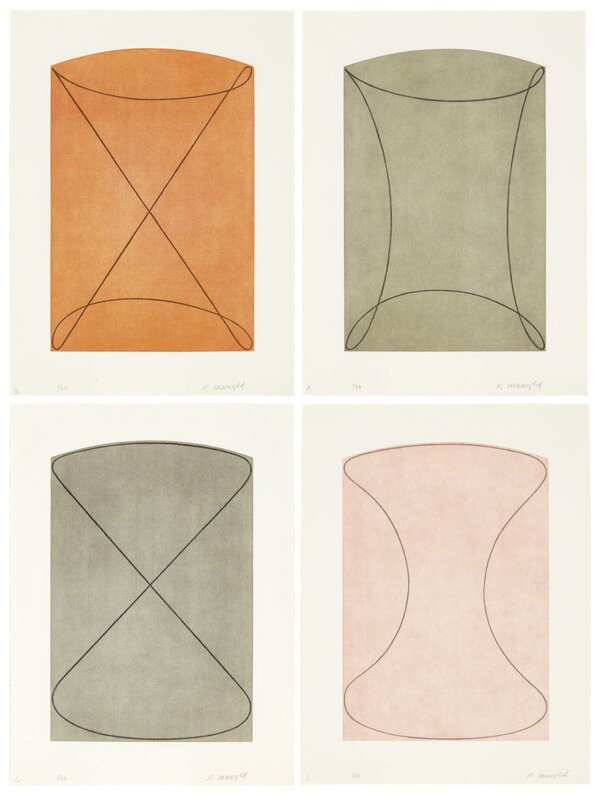 Robert Mangold (b. 1937), ‘Four Figures’, 1998, Print, The complete set of four etching and aquatints in colors, on Hahnemühle paper, Christie's