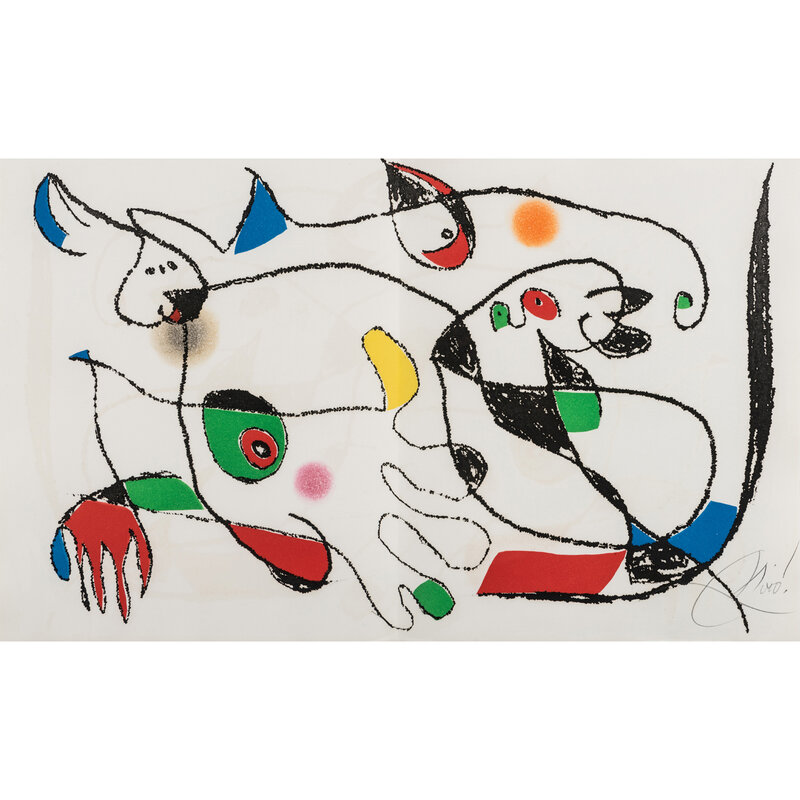 Joan Miró, ‘Adonides’, Paris, Maeght, 1975, Print, Grand in-4, in sheets under Auvergne cover filled and decorated with a stamp on each plate, encased in blue cloth, 4 pieces of coloured cloth printed on the back 45 etchings and aquatinted in colours, PIASA