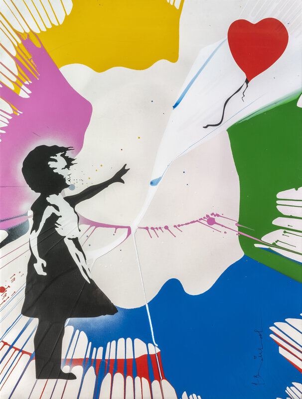 Mr. Brainwash, ‘Balloon Girl’, 2020, Painting, Unique acrylic and spray paint on card, Tate Ward Auctions