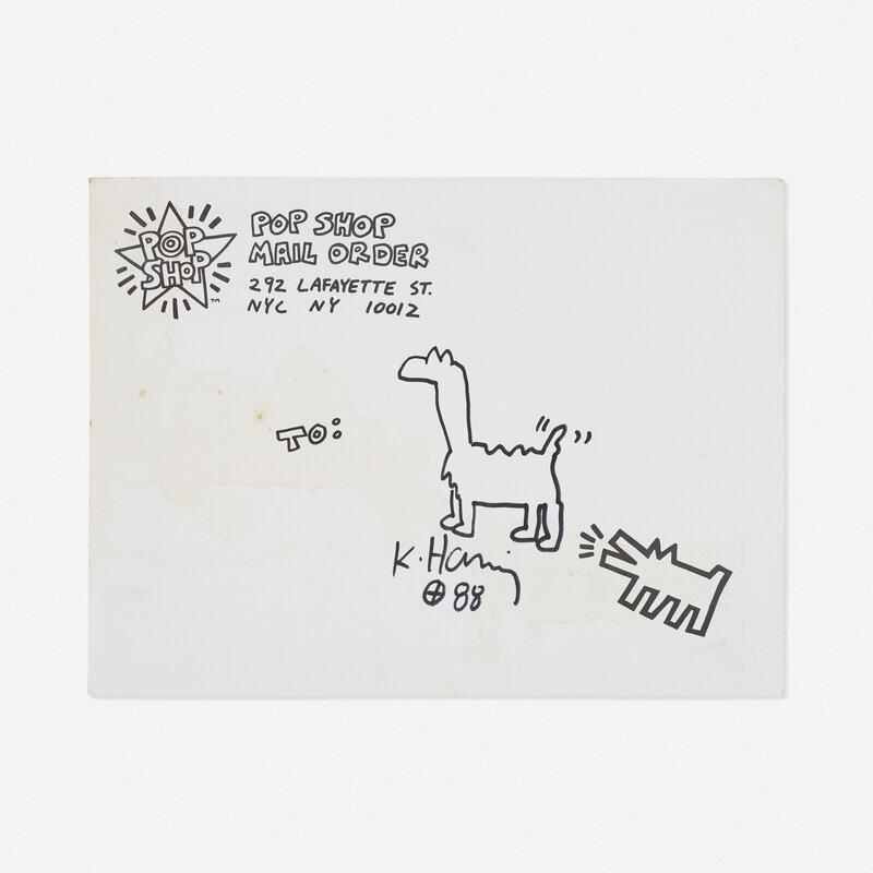 Keith Haring, ‘Signed Pop Shop envelope with drawing’, 1988, Print, Marker on paper, Rago/Wright/LAMA