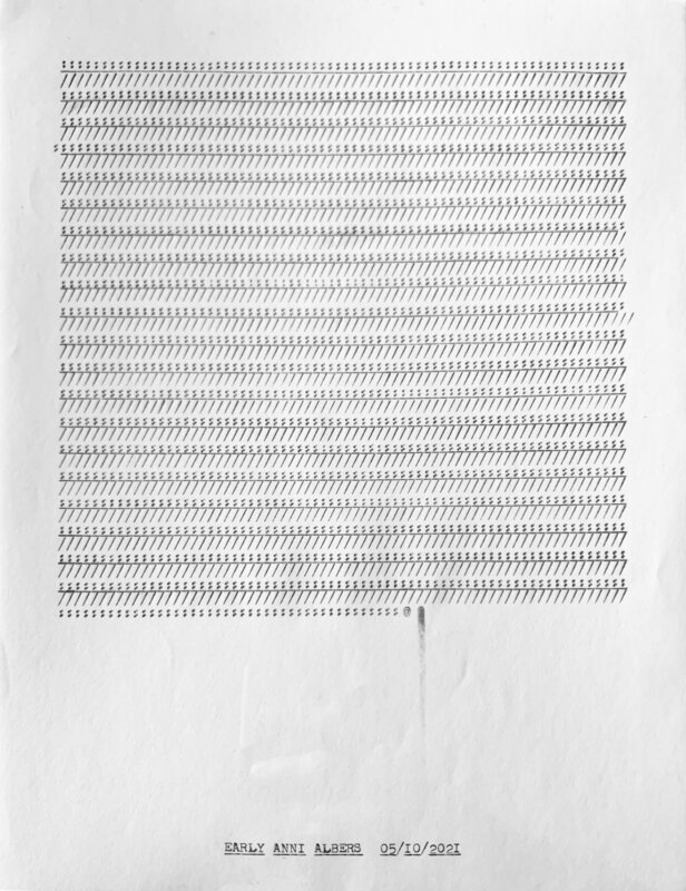 Lenka Clayton, ‘Early Anni Albers (05/10/2021) in the series “Typewriter Drawings,”’, 2021, Drawing, Collage or other Work on Paper, Typewriter ink on paper, rendered with a portable 1957 Smith-Corona Skywriter typewriter, Catharine Clark Gallery