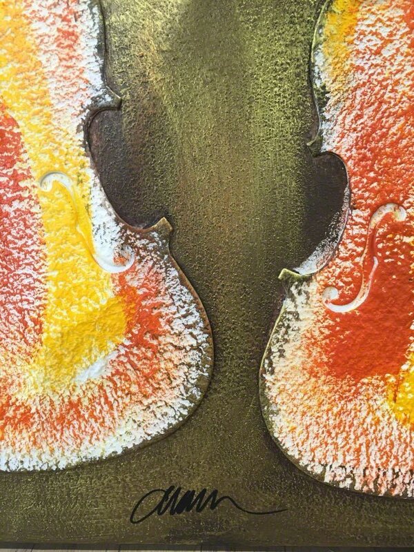 Arman, ‘Empreintes de violon orange’, ca. 2004, Painting, Mixed media on hardboard, Samhart Gallery