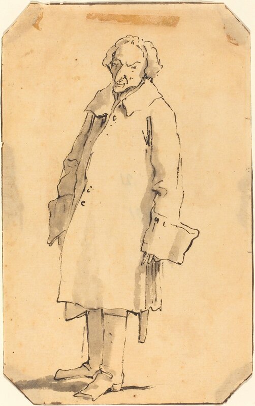 ‘A Standing Man Wearing a Great Coat and Boots’, Drawing, Collage or other Work on Paper, Pen and black ink with gray wash on laid paper, National Gallery of Art, Washington, D.C.