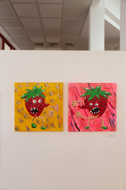 Elad Rosen, ‘Fighting Strawberry (Diptych)’, 2017, Painting, Acrylic on canvas, Rosenfeld Gallery