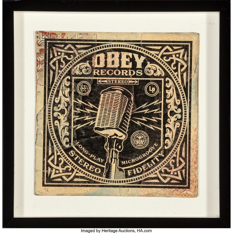 Shepard Fairey, ‘Long-Play (HPM)’, 2011, Print, Screenprint and mixed media collage on board, Heritage Auctions