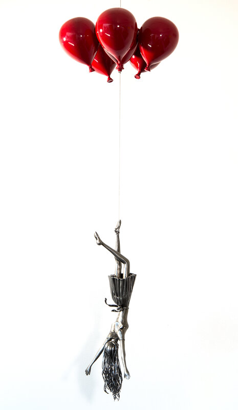 Derya Ozparlak, ‘Red Line - woman, figure, steel, colorful, balloons, suspended sculpture’, 2021, Sculpture, Steel, Polyester, Oeno Gallery