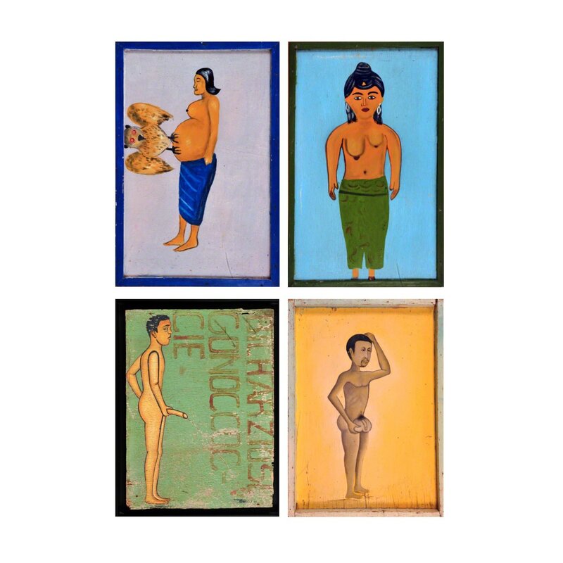 ‘Quatre enseignes de médecine traditionnelle’, Painting, Plated against painted American box, PIASA
