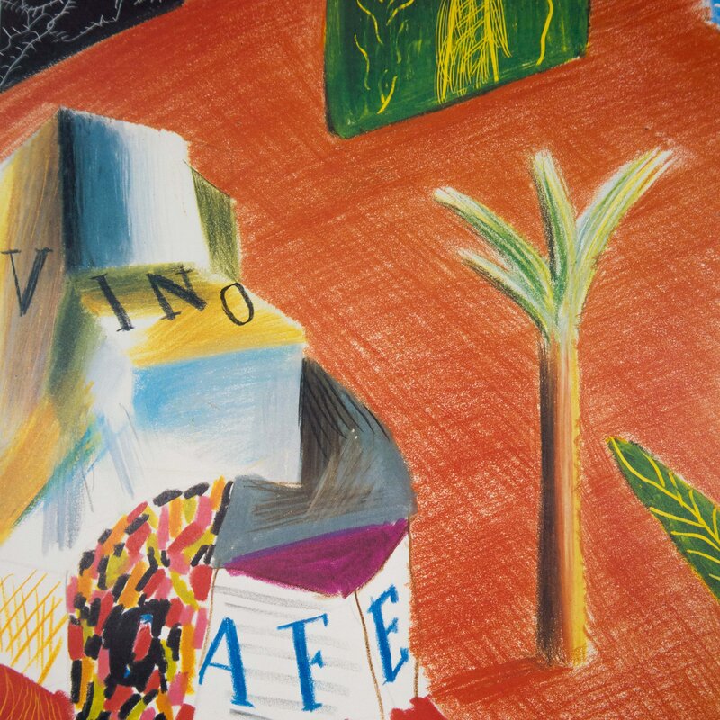 David Hockney, ‘New World Festival of the Arts, Miami 1982 (Detail from The Zanazibar with Postcards 1980)’, 1982, Posters, Offset lithograph on paper, Petersburg Press 