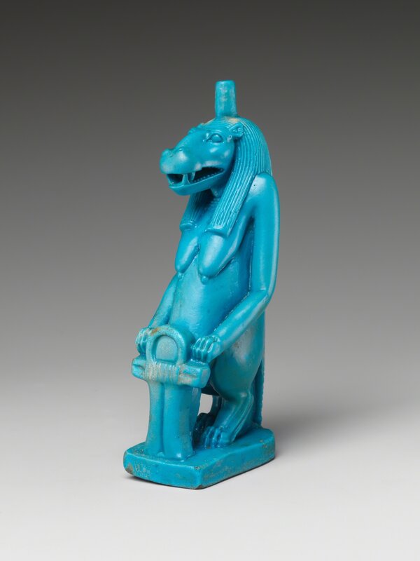 Unknown Egyptian, ‘Statuette of the Goddess Taweret’, 332–330 B.C., Sculpture, Glassy faience, The Metropolitan Museum of Art