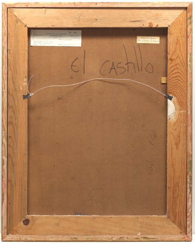 Leonardo Nierman, ‘EL CASTILLO’, 1973, Painting, Acrylic on masonite panel, Judy Ferrara Gallery