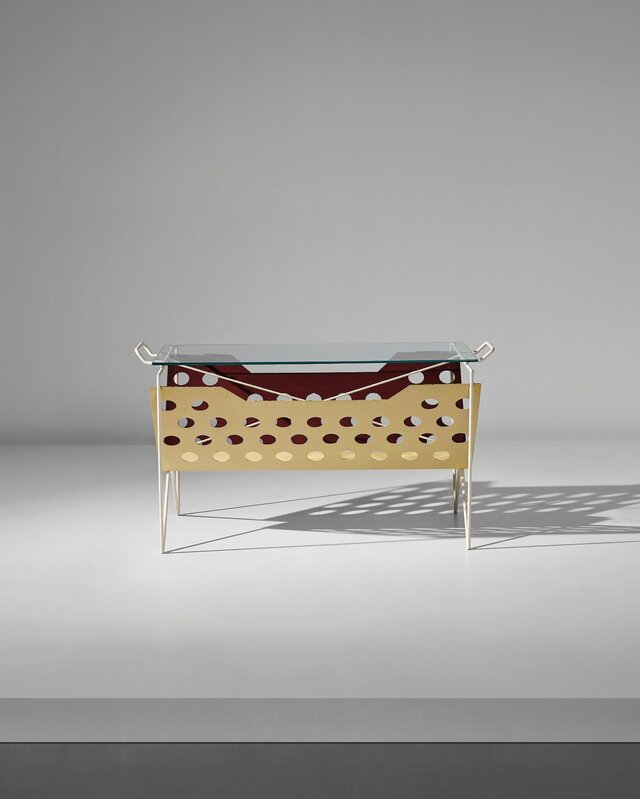 Carla Zaccagnini, ‘Coffee table with magazine rack, designed for a private commission, Milan’, circa 1950, Design/Decorative Art, Painted steel, painted tubular steel, glass, Phillips